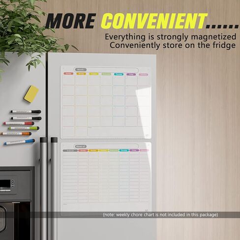 Mag-Fancy Dry Erase Calendar Kit- Magnetic Calendar for Refrigerator - Planning Boards Monthly Fridge Calendar Whiteboard with Extra-Thick Magnet Included Fine Point Marker Personal Organizers in Kuwait