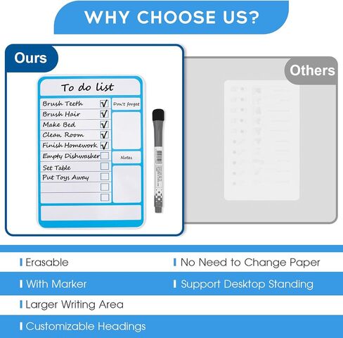 Magnetic Dry Erase Board to Do List Chore Charts for Kids Magnetic Whiteboard for Fridge Reusable Daily Schedule Memo List Chore Chart Planner Board Routine List Task Planning Board (Bases) in Saudi Arabia
