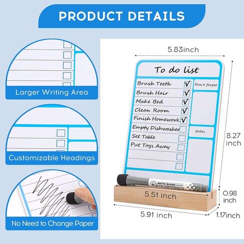 Magnetic Dry Erase Board to Do List Chore Charts for Kids Magnetic Whiteboard for Fridge Reusable Daily Schedule Memo List Chore Chart Planner Board Routine List Task Planning Board (Bases) in Saudi Arabia