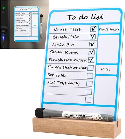 Magnetic Dry Erase Board to Do List Chore Charts for Kids Magnetic Whiteboard for Fridge Reusable Daily Schedule Memo List Chore Chart Planner Board Routine List Task Planning Board (Bases) in Kuwait