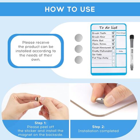 Magnetic Dry Erase Board to Do List Chore Charts for Kids Magnetic Whiteboard for Fridge Reusable Daily Schedule Memo List Chore Chart Planner Board Routine List Task Planning Board (Bases) in Kuwait