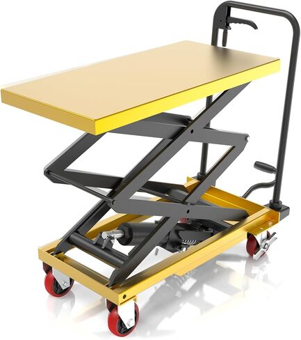 ZKH Hydraulic Lift Cart, 330lb Capacity, 49.6" Max Lifting Height, Single Scissors Lift Table with Locking Wheels and Overload Bar for Safe Operations, Ideal for Material Handling and Freight Lifting in Saudi Arabia