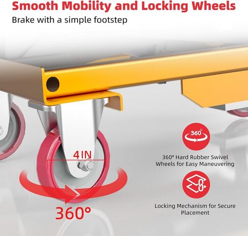 ZKH Hydraulic Lift Cart, 330lb Capacity, 49.6" Max Lifting Height, Single Scissors Lift Table with Locking Wheels and Overload Bar for Safe Operations, Ideal for Material Handling and Freight Lifting in Saudi Arabia