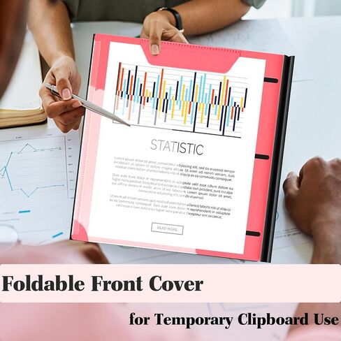 مجلد منظم للمشروعات المتداخلة، مجلد مكون من 3 حلقات قابل لإعادة الملء مع 5 ألوان مقسمة للجيبين، مجلد بلاستيكي مع غطاء أمامي قابل للتخصيص وجيب مجلد - أسود in Kuwait