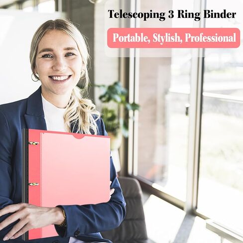 مجلد منظم للمشروعات المتداخلة، مجلد مكون من 3 حلقات قابل لإعادة الملء مع 5 ألوان مقسمة للجيبين، مجلد بلاستيكي مع غطاء أمامي قابل للتخصيص وجيب مجلد - أسود in Kuwait