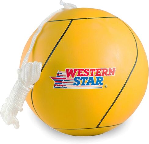 Western Star Tetherball Game Set - Soft-Touch Tether Ball with 2 Durable Attached Ropes - Indoor, Outdoor, 4 Colors - Easy Attach & Play - A Classic Family Outdoor Game for Kids in Saudi Arabia