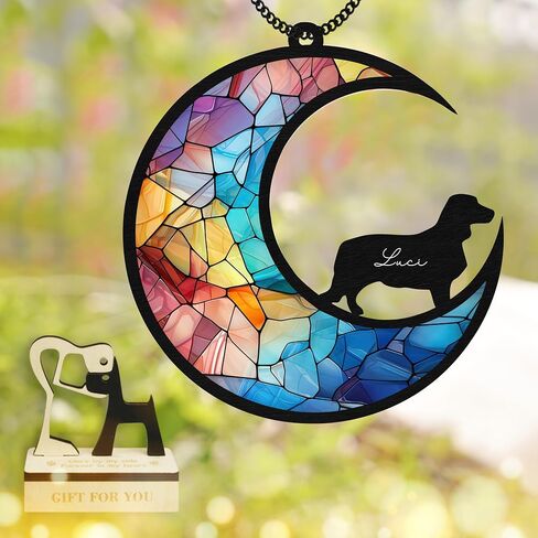 6'' Papillon Dog Memorial Suncatcher & Pet Lover Sign Gift Personalized Dog Name Dog Memorial Ornament Window Car Hanging Pet of Loss Dog Sympathy Gifts for Dog Lovers SCD-B5-6-51 in Kuwait