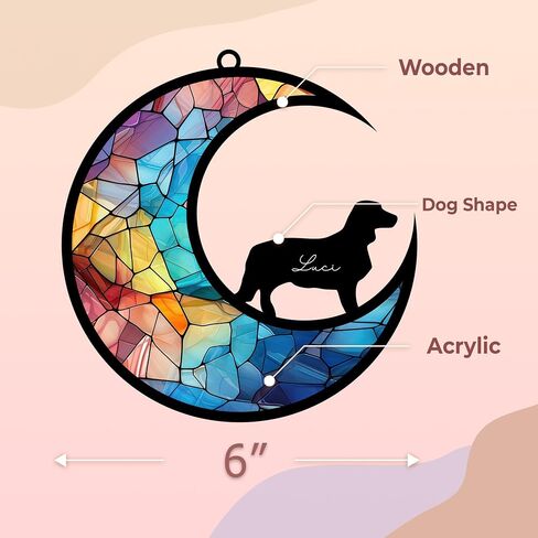 6'' Papillon Dog Memorial Suncatcher & Pet Lover Sign Gift Personalized Dog Name Dog Memorial Ornament Window Car Hanging Pet of Loss Dog Sympathy Gifts for Dog Lovers SCD-B5-6-51 in Kuwait
