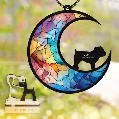 6'' Papillon Dog Memorial Suncatcher & Pet Lover Sign Gift Personalized Dog Name Dog Memorial Ornament Window Car Hanging Pet of Loss Dog Sympathy Gifts for Dog Lovers SCD-B5-6-51 in Kuwait