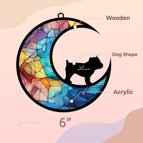 6'' Papillon Dog Memorial Suncatcher & Pet Lover Sign Gift Personalized Dog Name Dog Memorial Ornament Window Car Hanging Pet of Loss Dog Sympathy Gifts for Dog Lovers SCD-B5-6-51 in Kuwait