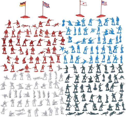 200-Piece Plastic Army Men for Boys – Military Soldiers Guys Playset Action Figures with Flags (4 Colors) in Kuwait