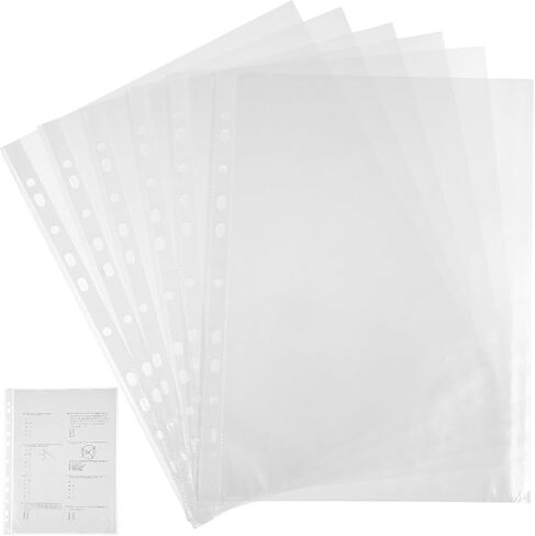 Clear Sheet Protectors 100pcs Plastic Page Protectors Binder Sheet Sleeves 11 Holes in Kuwait