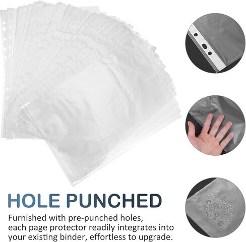 Clear Sheet Protectors 100pcs Plastic Page Protectors Binder Sheet Sleeves 11 Holes in Kuwait