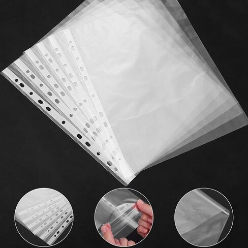 Clear Sheet Protectors 100pcs Plastic Page Protectors Binder Sheet Sleeves 11 Holes in Kuwait