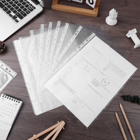 Clear Sheet Protectors 100pcs Plastic Page Protectors Binder Sheet Sleeves 11 Holes in Kuwait