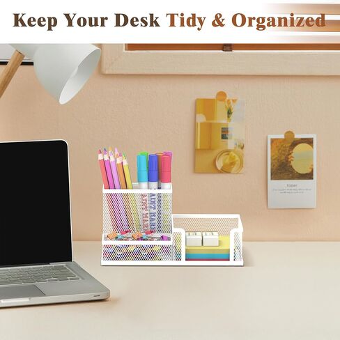 SUPEASY Pen Holder Desk Organizer, Office Supplies Pencil Holder with 3 Compartments, Desk Accessories and Workspace Organizers for Home School, Black in Kuwait