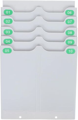 Time Card Rack 10 Pocket Wall Mounted Attendance Cards Holder Hanging Card Storage for Office in Kuwait