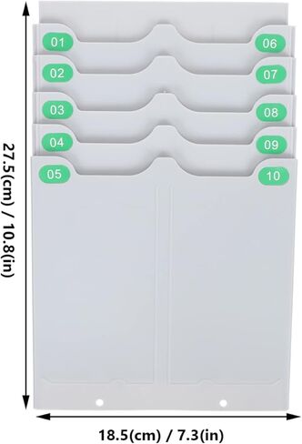 Time Card Rack 10 Pocket Wall Mounted Attendance Cards Holder Hanging Card Storage for Office in Kuwait