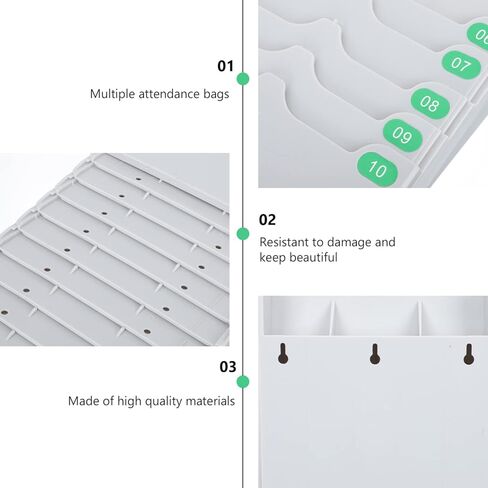 Time Card Rack 10 Pocket Wall Mounted Attendance Cards Holder Hanging Card Storage for Office in Kuwait