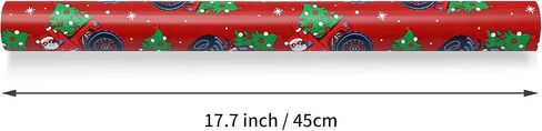 AUCLAY Dinosaur Christmas Wrapping Paper Roll for Kids Baby - Cute Dinosaurs with Xmas Decoration and Stars Design - Reversible Holiday Gift Wrap Paper, 17.7 Inch in Saudi Arabia