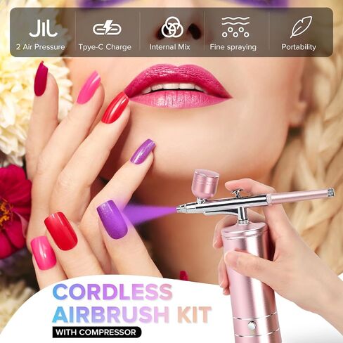 Chiyuvie Airbrush Kit with Compressor, Portable Rechargeable High Performance Air Brush with 0.3mm Nozzle, Handheld Airbrush Set for Face, Beauty, Nail Art, Tattoo, Craft, Cake Decor, Paint in Saudi Arabia