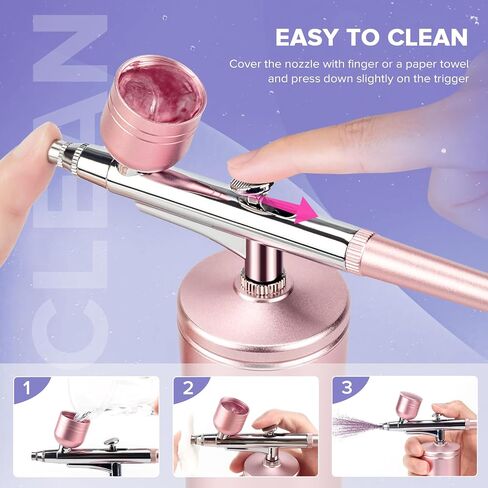 Chiyuvie Airbrush Kit with Compressor, Portable Rechargeable High Performance Air Brush with 0.3mm Nozzle, Handheld Airbrush Set for Face, Beauty, Nail Art, Tattoo, Craft, Cake Decor, Paint in Saudi Arabia