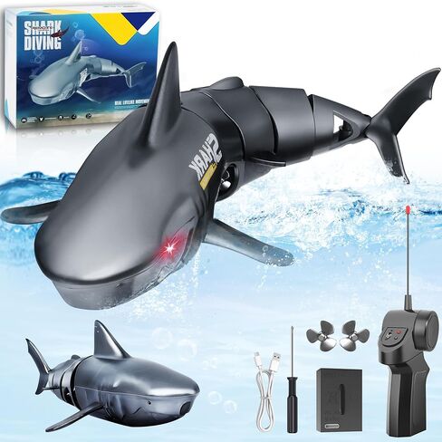 Remote Control Shark for Pool, Waterproof RC Boat Gift for Kids Boys, Water Toys for Swimming Fishbowl Bathroom, Diving, 360° Rotate, Rechargeable Battery in Saudi Arabia