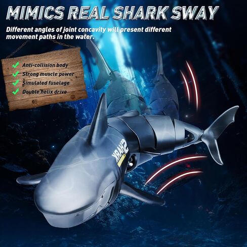 Remote Control Shark for Pool, Waterproof RC Boat Gift for Kids Boys, Water Toys for Swimming Fishbowl Bathroom, Diving, 360° Rotate, Rechargeable Battery in Saudi Arabia