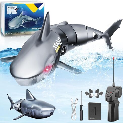 Remote Control Shark for Pool, Waterproof RC Boat Gift for Kids Boys, Water Toys for Swimming Fishbowl Bathroom, Diving, 360° Rotate, Rechargeable Battery in Saudi Arabia