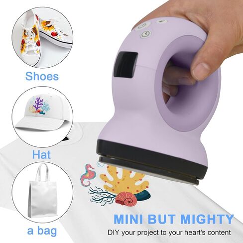 Tinkeal Mini Press آلة الضغط الحراري المحمولة للقمصان، سهلة الضغط على مكواة صغيرة محمولة لنقل الحرارة لمشاريع الفينيل HTV الصغيرة، الأحذية، القبعات، حقيبة (أرجواني) in Saudi Arabia