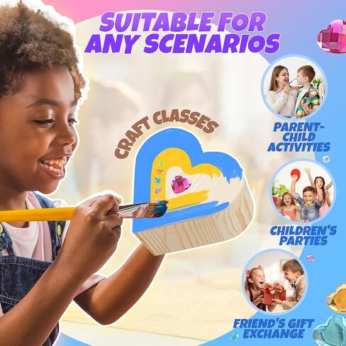 طقم صندوق كنز القلب الخشبي الخاص بك من سمايلسكيدو - صندوق مجوهرات خشبي DIY للأطفال من سن 4 إلى 8 سنوات، الفنون والحرف اليدوية للأطفال من سن 4 إلى 6 سنوات - هدايا مجموعة الفنون والحرف اليدوية للفتيات من سن 8 إلى 12 عامًا، والحرف اليدوية للفتيات من سن 6 إلى in Kuwait