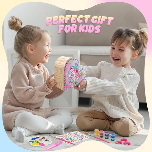 طقم صندوق كنز القلب الخشبي الخاص بك من سمايلسكيدو - صندوق مجوهرات خشبي DIY للأطفال من سن 4 إلى 8 سنوات، الفنون والحرف اليدوية للأطفال من سن 4 إلى 6 سنوات - هدايا مجموعة الفنون والحرف اليدوية للفتيات من سن 8 إلى 12 عامًا، والحرف اليدوية للفتيات من سن 6 إلى in Kuwait