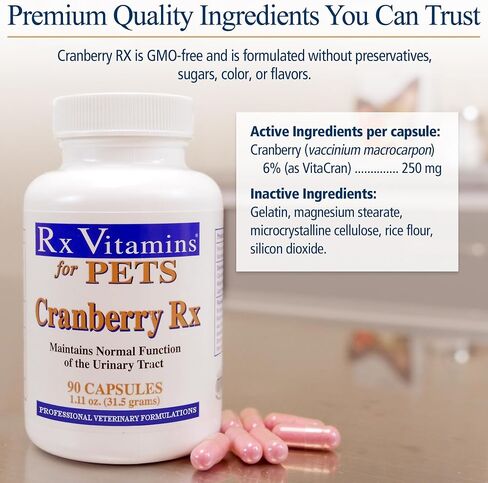 RX Vitamins Cranberry Capsules - Cranberry Supplement for Dogs and Cats - Supports for Urinary Tract Health and Bladder Health - Cat UTI Remedy and Dog UTI Prevention - Boost Immune Support - 90 count in Saudi Arabia
