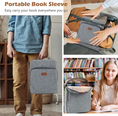 Book Sleeve with Zipper, Book Pouch 11" X 9", Book Protector Pouch, Book Sleeve for Book Lovers, Book Cover, Book Carrying Case for Book Accessories, Study Suppliers in Kuwait