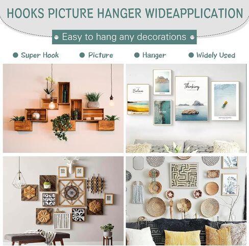 AccEncyc 30Pcs Picture Hanger Hooks Super Hooks for Hanging Drywall Picture Hanging Hooks Heavy Duty Wall Hooks for Hanging Pictures, Photos, Frames, Planters, Art, Clock in Saudi Arabia