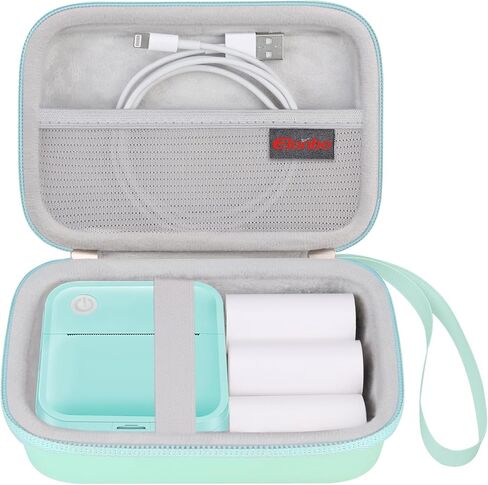Elonbo Carrying Case for Label Maker Machine, Mini Label Printer Portable Thermal Printer Travel Bag, Sticker Printer Storage Holder, Mesh Pocket Fits Label Paper Tape, Pink+Inside Pink in Kuwait