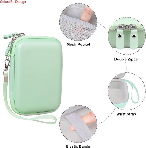 Elonbo Carrying Case for Label Maker Machine, Mini Label Printer Portable Thermal Printer Travel Bag, Sticker Printer Storage Holder, Mesh Pocket Fits Label Paper Tape, Pink+Inside Pink in Kuwait