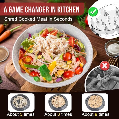 SoulLife Chicken Shredder 8 Inches, Chicken Breast Shredder Tool, Cooked Meat Shredder with Clear Lid, Ergonomic Design, Auti-slip, Easy To Clean, Chicken Shredder Tool Twist, Chicken Grinder (Red) in Kuwait
