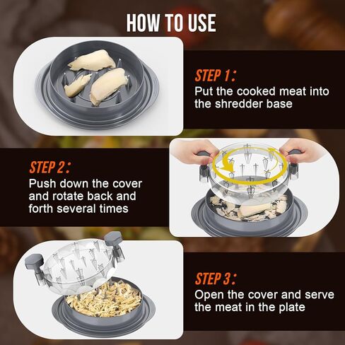 SoulLife Chicken Shredder 8 Inches, Chicken Breast Shredder Tool, Cooked Meat Shredder with Clear Lid, Ergonomic Design, Auti-slip, Easy To Clean, Chicken Shredder Tool Twist, Chicken Grinder (Red) in Kuwait