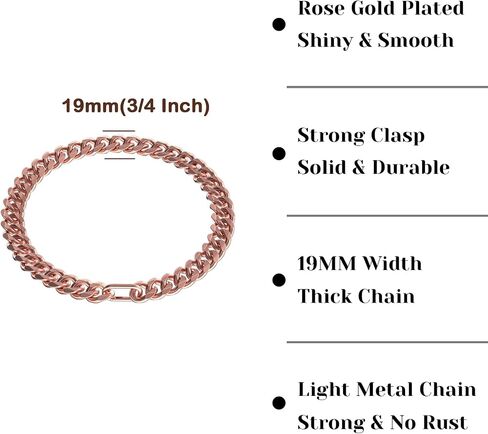 19MM Light Metal Thick Cuban Link Dog Collar,Rose Gold Dog Chain Collar for Medium Large Dogs - 22 Inches Length Dog Necklace Collar in Kuwait
