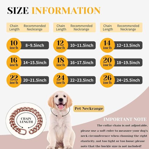 19MM Light Metal Thick Cuban Link Dog Collar,Rose Gold Dog Chain Collar for Medium Large Dogs - 22 Inches Length Dog Necklace Collar in Kuwait
