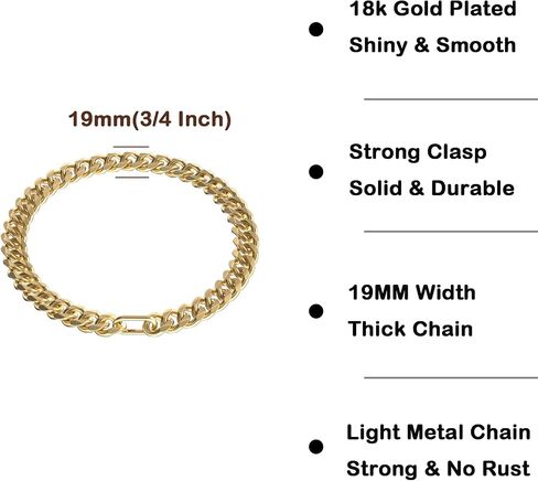 19MM Light Metal Thick Cuban Link Dog Collar,Rose Gold Dog Chain Collar for Medium Large Dogs - 22 Inches Length Dog Necklace Collar in Kuwait