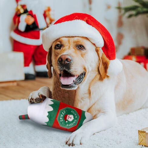 Poen 3 Pcs Christmas Dog Toys Plush Squeaky Toys Plush Dog Toy Christmas Coffee Dog Toy Stuffed Puppy Toys for Large Small Dog Interactive PET Birthday Gifts in Saudi Arabia