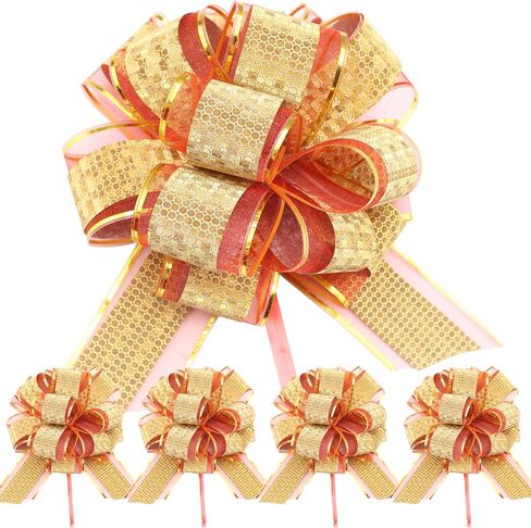 Pull Bow Gift Wrapping Pull Bows 6.5 Inch Lage Gift Bows for Gift Wrapping, Christmas, Wedding, Birthday, Baby Shower, Housewarming, Anniversary. (Red) in Saudi Arabia