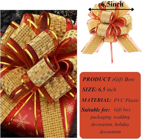 Pull Bow Gift Wrapping Pull Bows 6.5 Inch Lage Gift Bows for Gift Wrapping, Christmas, Wedding, Birthday, Baby Shower, Housewarming, Anniversary. (Red) in Saudi Arabia