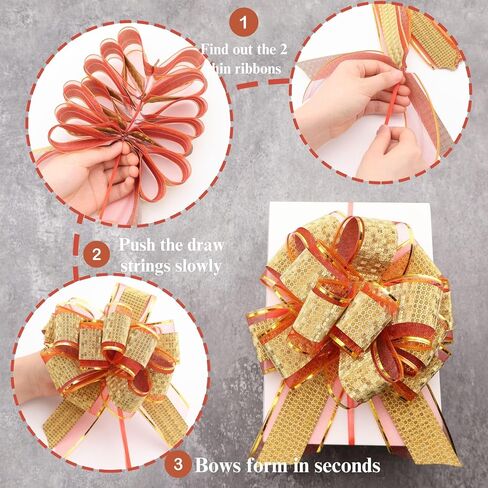 Pull Bow Gift Wrapping Pull Bows 6.5 Inch Lage Gift Bows for Gift Wrapping, Christmas, Wedding, Birthday, Baby Shower, Housewarming, Anniversary. (Red) in Saudi Arabia