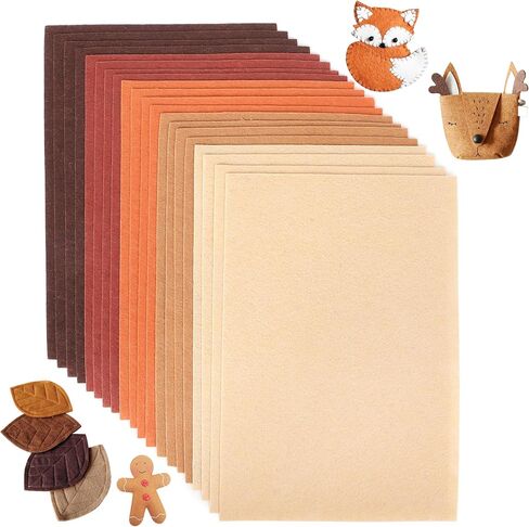 Stiff Felt Fabric Sheets for Kids: LOTOFUN 20PCS 8x12 Inch Brown Assorted Colors - Non-Woven Acrylic Fabric Sheet for Crafts Sewing Quilting Project Patchwork in Saudi Arabia