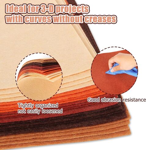Stiff Felt Fabric Sheets for Kids: LOTOFUN 20PCS 8x12 Inch Brown Assorted Colors - Non-Woven Acrylic Fabric Sheet for Crafts Sewing Quilting Project Patchwork in Saudi Arabia