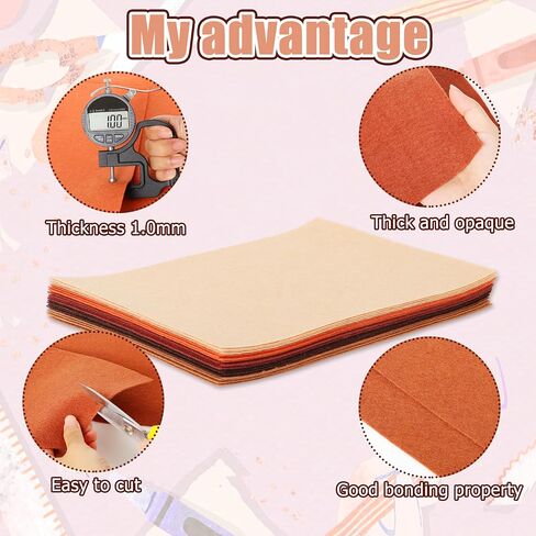 Stiff Felt Fabric Sheets for Kids: LOTOFUN 20PCS 8x12 Inch Brown Assorted Colors - Non-Woven Acrylic Fabric Sheet for Crafts Sewing Quilting Project Patchwork in Saudi Arabia