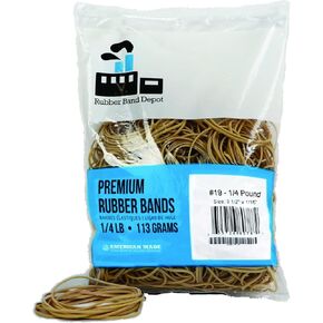 Rubber Bands, Rubber Band Depot, Size #19, Approximately 335 Rubber Bands Per Bag, Rubber Band Measurements: 3-1/2" x 1/16'' - 1/4 Pound Bag